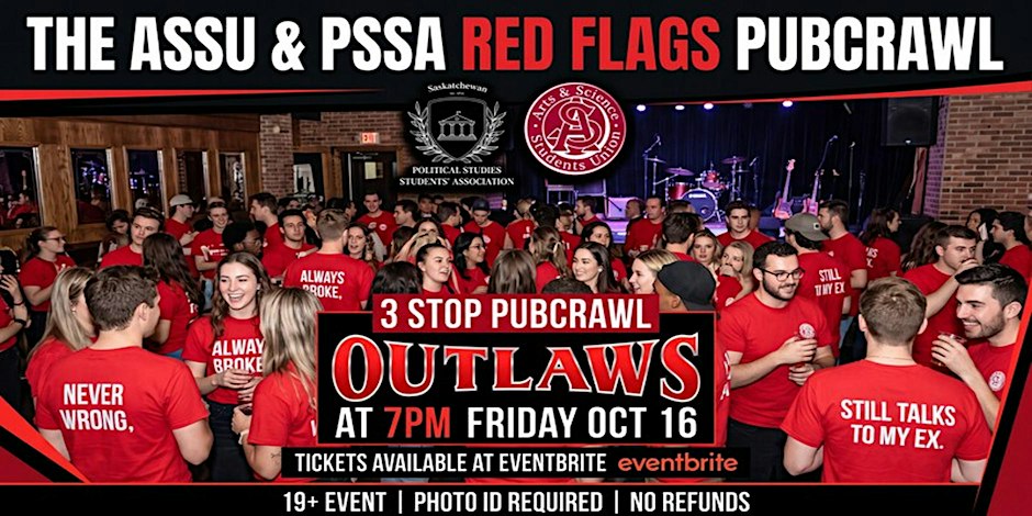 Outlaws with ASSU & PSSA present the RED FLAGS PUBCRAWL